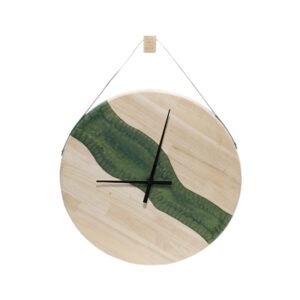 Wandklok hout met epoxy