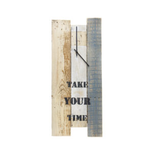 Wandklok sloophout met tekst