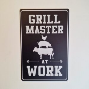 Wandbord “Grill Master at Work” – 20x30 cm | Metaal
