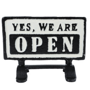 Open / Closed Bord – Gietijzer – 16 x 12 cm